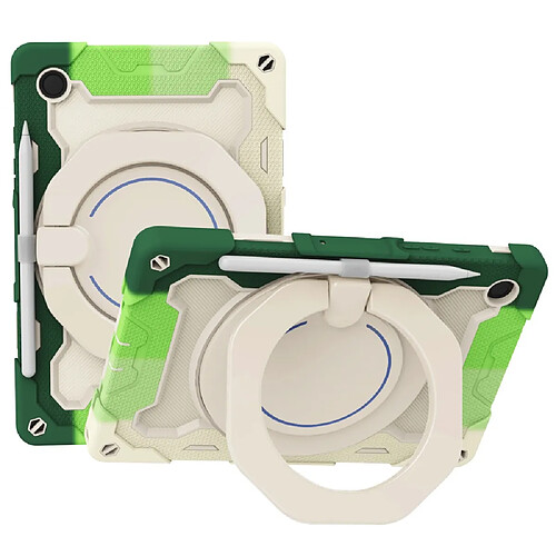 Coque en silicone coussins à quatre coins avec béquille et porte-stylo Coloré/vert pour votre Samsung Galaxy Tab A8 10.5 (2021)