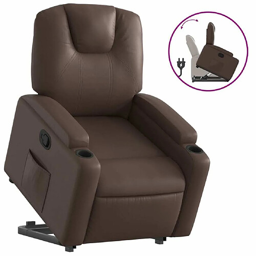 Maison Chic Fauteuil Relax pour salon, Fauteuil inclinable marron similicuir -GKD20093