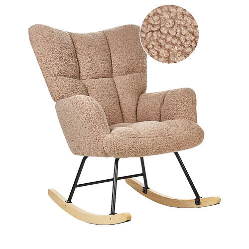 Beliani Fauteuil à bascule OULU Bouclé Beige sable