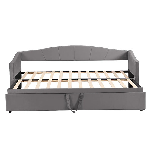 KOMHTOM Lit rembourré gris 90 / 180 * 200 cm canapé - lit multifonctionnel extensible, tissu de velours pro - peau avec cadre à lattes,