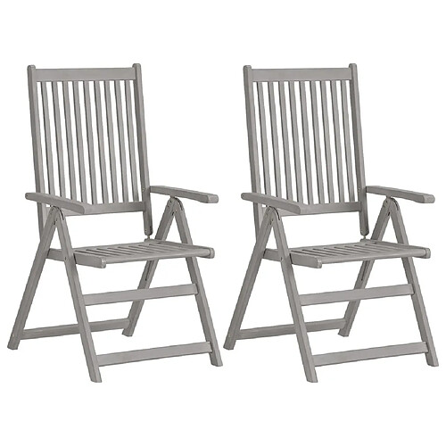 Maison Chic Lot de 2 Chaises inclinables de jardin - Fauteuil d'extérieur avec coussins Bois d'acacia -MN45322