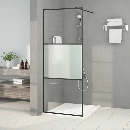 Maison Chic Paroi de douche | Écran de douche | Cloison de douche Noir 80x195 cm Verre ESG demi-dépoli -GKD48740