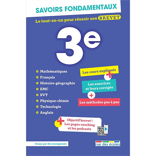 3e, savoirs fondamentaux : le tout-en-un pour réussir son brevet