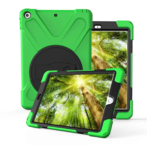 Wewoo Housse Étui Coque Pour iPad 10.2 ?2019? Rotation à 360 degrés PC + de protection en silicone avec support et dragonne vert clair