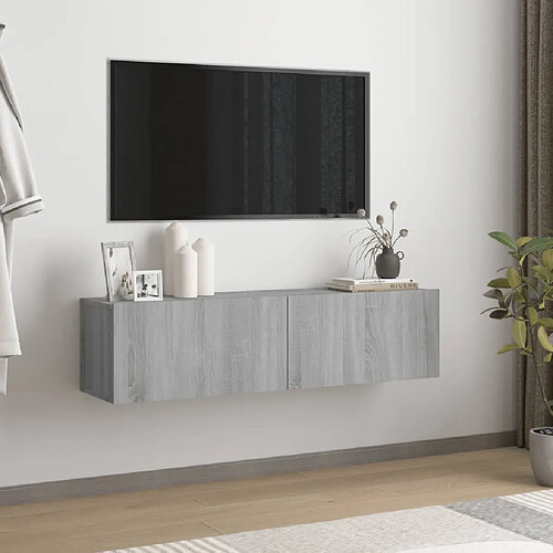 vidaXL Armoire murale TV Sonoma gris 120x30x30 cm Bois d'ingénierie