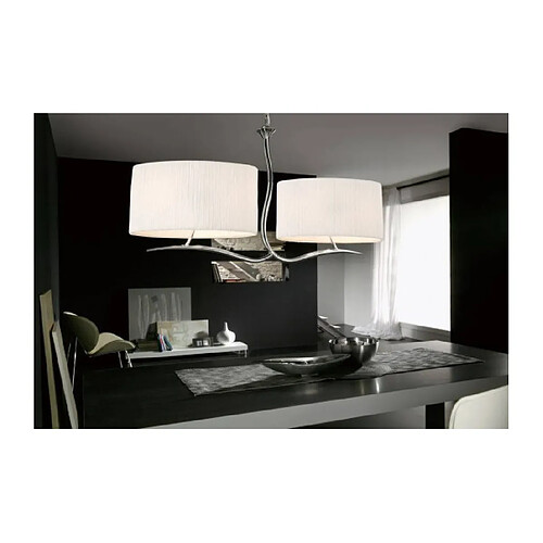 Luminaire Center Suspension Eve 2 Arm 4 Ampoules E27, chrome poli avec Abat jours blanc ovale