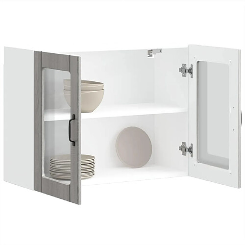 vidaXL Armoire murale de cuisine et porte en verre Lucca sonoma gris