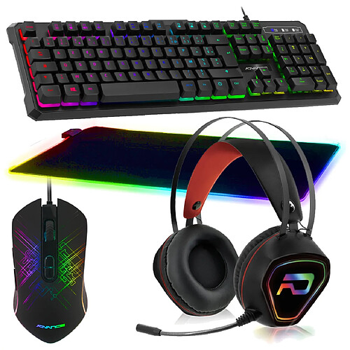 Advance Pack Gamer Clavier Souris Tapis XXL Casque RGB GTA 230 PS4, PS5, XB1 X et S, PC