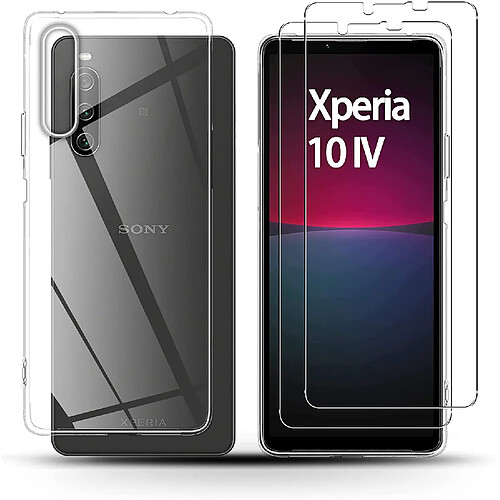 Pack coque transparente en TPU et vitre protection écran en verre trempé pour Sony Xperia 10 IV 5G (Xperia 10 4 5G) - XEPTIO