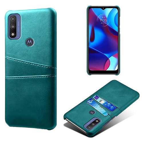 Coque en TPU + PU avec porte-cartes vert pour votre Motorola G Pure