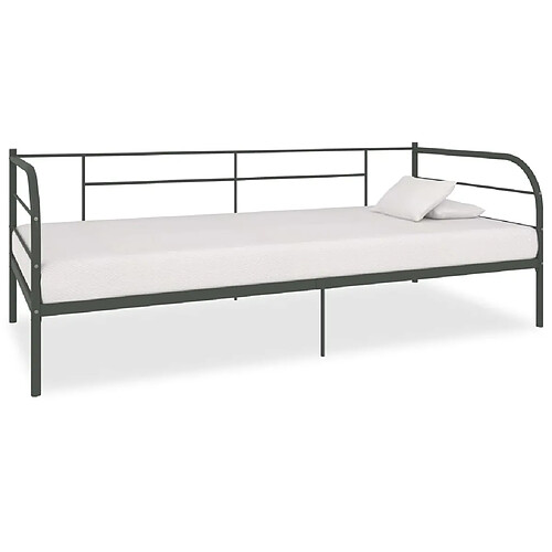 Maison Chic Lit adulte - Lit simple Cadre de lit,Structure du lit Contemporain de repos Gris Métal 90 x 200 cm -MN51697