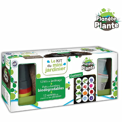 MGM Kit De Jardinage - 12 Pots en Bamboo avec Graines et Substrats