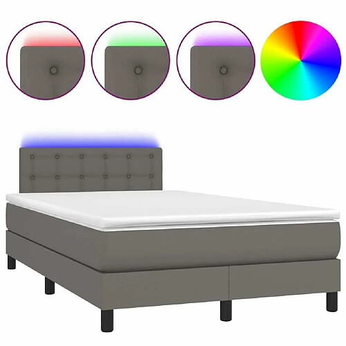 Maison Chic Lit adulte- Lit + matelas + LED,Sommier à lattes de lit matelas LED gris 120x190 cm similicuir -GKD15528