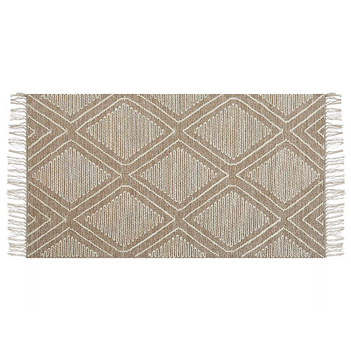 Beliani Tapis en coton 80 x 150 cm beige et blanc KACEM