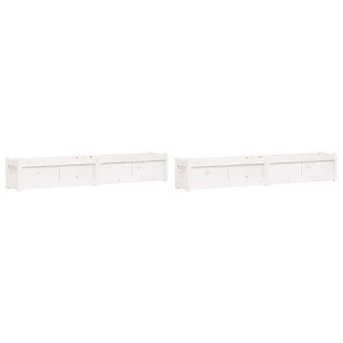 Maison Chic Lot de 2 Jardinières,Bac à fleurs - pot de fleur blanc bois de pin massif -GKD47037