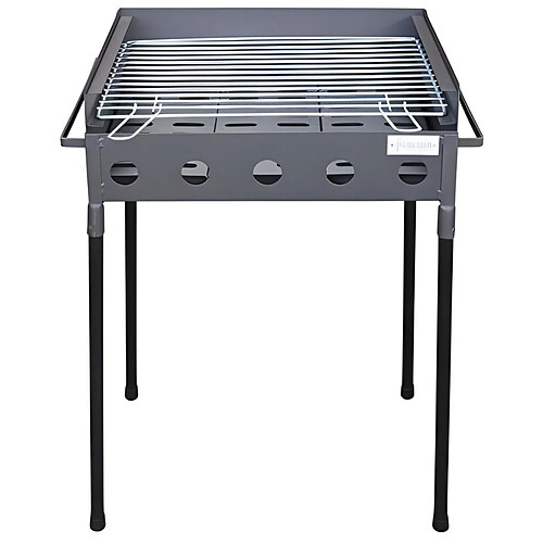 Visiodirect Barbecue Double hauteur en Zinc coloris Gris - 51 x 33 x 62 cm