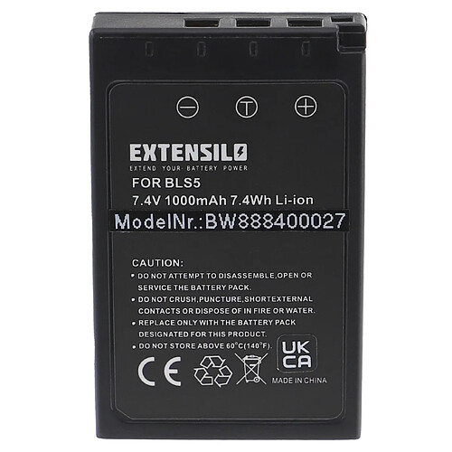 Vhbw EXTENSILO 1x Batterie remplacement pour Olympus PS-BLS5 pour appareil photo, reflex numérique (1000mAh, 7,4V, Li-ion) avec puce d'information