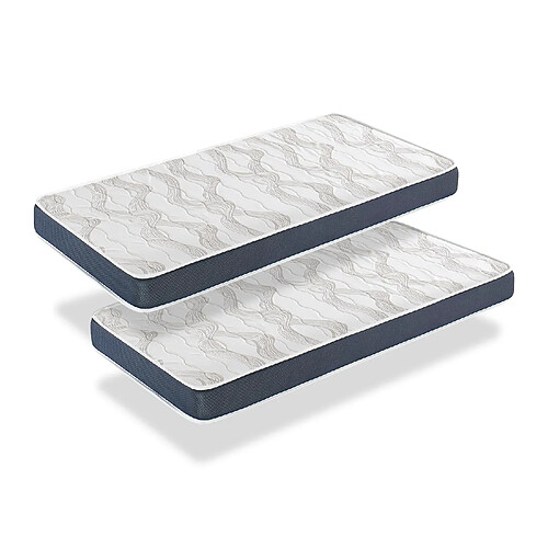 Dormalit Matelas LOT 2 ERGO CONFORT 90x140 Épaisseur 14 CM – Rembourrage super soft - Juvénil - idéal pour les lits gigognes