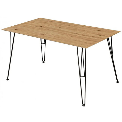 Table à manger en chêne clair et métal noir - L.140 x H.75 x P.80 cm -PEGANE-