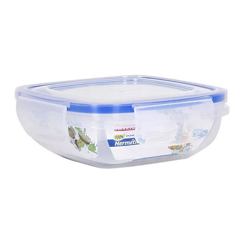 Totalcadeau Lunch box à fermeture hermétique carré transparent boite de conservaiton et repas Capacité - 375 ml pas cher