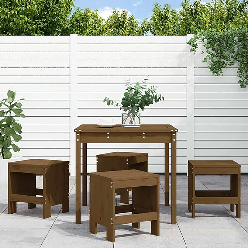 Salle à dîner de jardin 5 pcs,Table et chaise à manger marron miel bois pin massif -MN43515