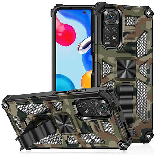 Coque en TPU anti-chocs avec béquille, vert armé pour votre Xiaomi Redmi Note 11S 4G/Note 11 4G (Qualcomm)