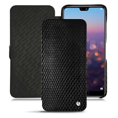 Housse cuir Huawei P20 Pro - Rabat horizontal - Serpent nero ( Noir / Black) - NOREVE