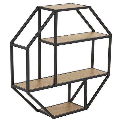 Toilinux Etagère murale hexagonale en MDF et métal - Beige et Noir