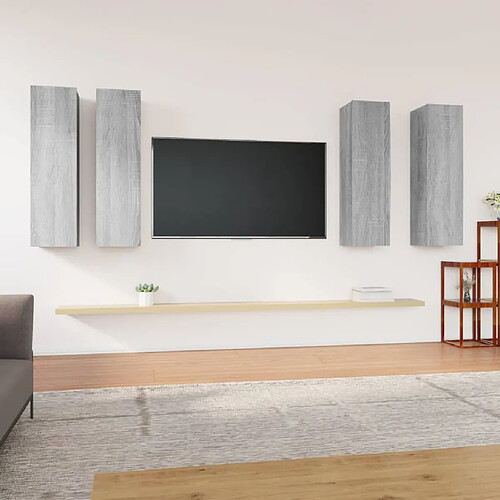 vidaXL Meubles TV 4 pcs Sonoma gris 30,5x30x110 cm Bois d'ingénierie