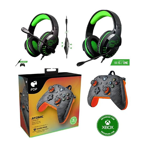 NC Casque PC Gamer PRO H3 SPIRIT OF GAMER XBOX ONE/S/X/PC + Manette XBOX ONE-S-X-PC Filaire ATOMIC CARBON Noire orange Officielle