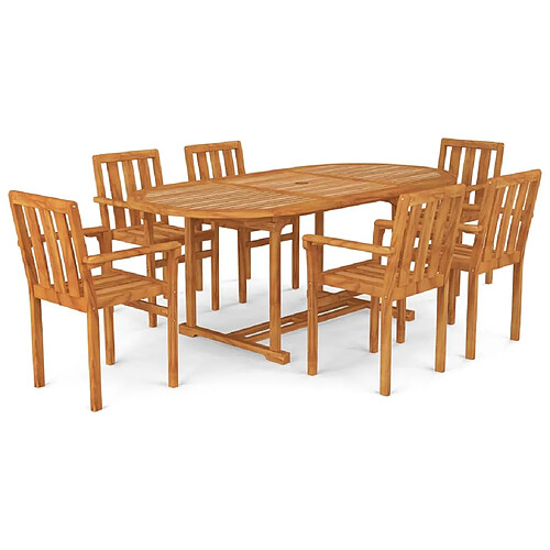 Maison Chic Salon de jardin 7 pcs - Table et chaises d'extérieur - Mobilier/Meubles de jardin Moderne Bois de teck massif -MN75055