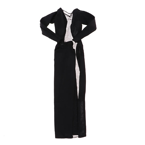 1/6 Robe de Soirée Longue Sexy en Tissu pour Poupée Décor Figurine Féminine - Noir