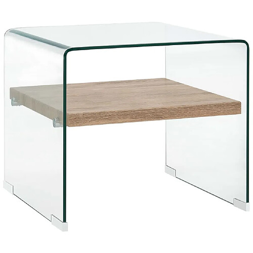 Maison Chic Tabls basse,Table Console pour salon Clair 50 x 50 x 45 cm Verre trempé -MN66152