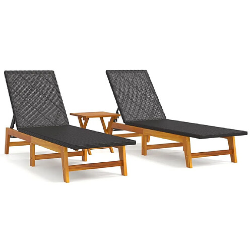 Maison Chic Salon de jardin 3 pcs - Table et chaises d'extérieur - Mobilier/Meubles de jardin Moderne résine tressée et bois massif d'acacia -MN54424