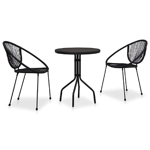 vidaXL Ensemble de bistro 3 pcs Rotin PVC Noir