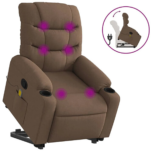 Maison Chic Fauteuil Relax pour salon, Fauteuil de massage inclinable Marron Tissu -GKD79569