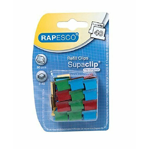 Rapesco Pinces de Recharge Supaclip® 40 Acier (Lot de 50) Multicolores