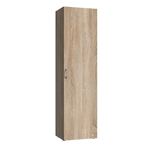 Pegane Armoire, meuble de rangement avec 1 porte coloris Imitation chêne - longueur 30 x hauteur 185 x profondeur 40 cm