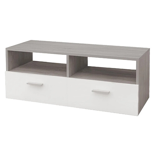 ML-Design Meuble bas TV en agglomeré MDF buffet blanc / gris matériel montage 95x36x35 cm