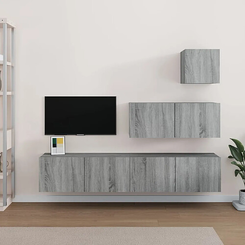 vidaXL Ensemble de meubles TV 4 pcs Sonoma gris Bois d'ingénierie