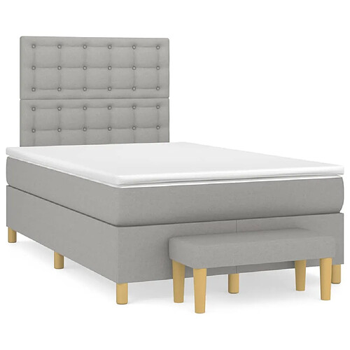 Maison Chic Lit adulte- Lit + matelas,Sommier à lattes de lit et matelas gris clair 120x190 cm tissu -GKD14220