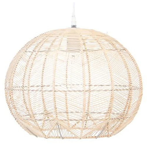 Pegane Suspension design en rotin et fer coloris beige - Dim : D 38 x H 32 cm