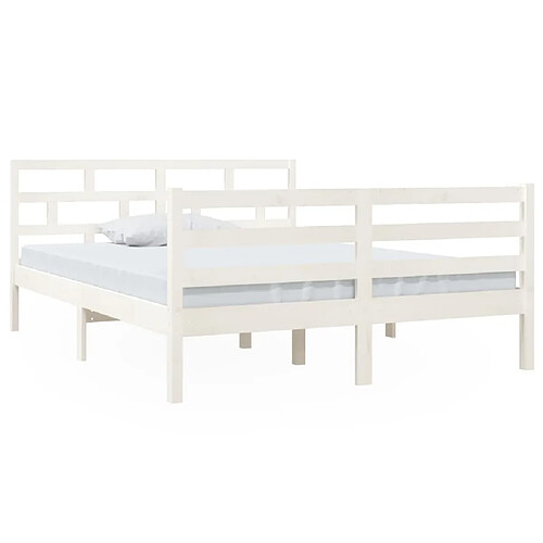 Maison Chic Lit Moderne Chambre - Cadre/structure de lit pour adulte Blanc Bois massif 140x190 cm -MN94768