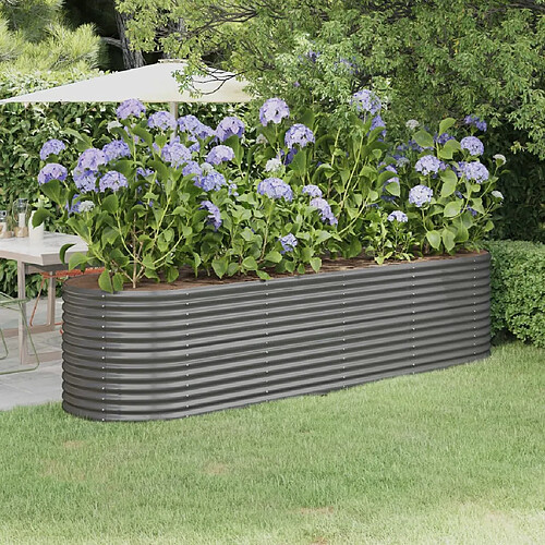 vidaXL Lit surélevé de jardin Acier enduit de poudre 296x80x68 cm gris