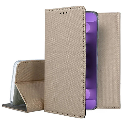 Htdmobiles Housse pour Apple iPhone 15 Pro Max - etui coque pochette portefeuille + film ecran - OR MAGNET