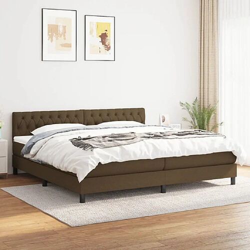 vidaXL Sommier à lattes de lit avec matelas Marron foncé 200x200 cm