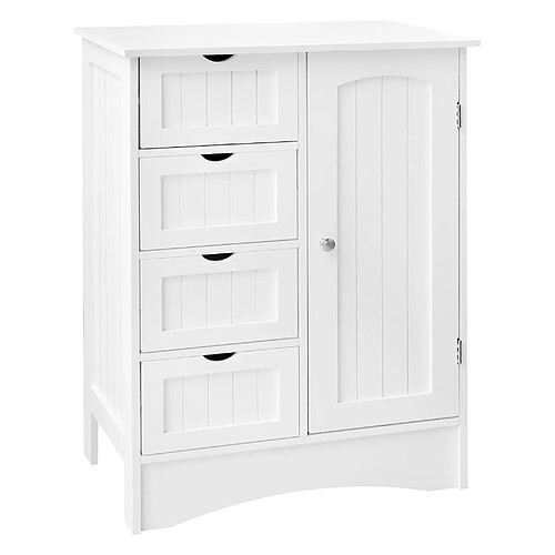 ML DESIGN MODERN LIVING Armoire salle de bain commode avec tiroirs et porte blanc robuste 55x81x30 cm