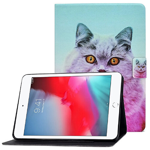 Etui en PU magnétique avec support et porte-cartes pour votre iPad Mini 1/2/3/4/mini (2019) 7.9 pouces - chat rose