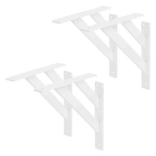 ML-Design 4x Équerres étagère mural support d'angle en aluminium blanc robuste 240x240 mm