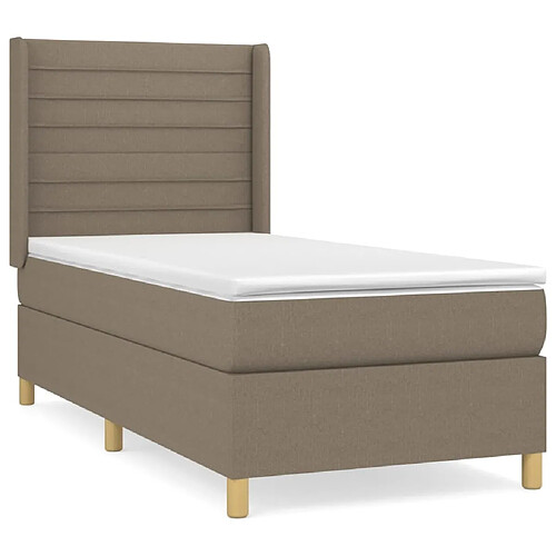 Maison Chic Lit adulte- Lit + matelas,Sommier à lattes de lit avec matelas Taupe 80x200 cm Tissu -GKD83380